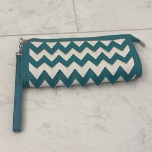 Teal Chevron Wristlet Clutch - Women Bags